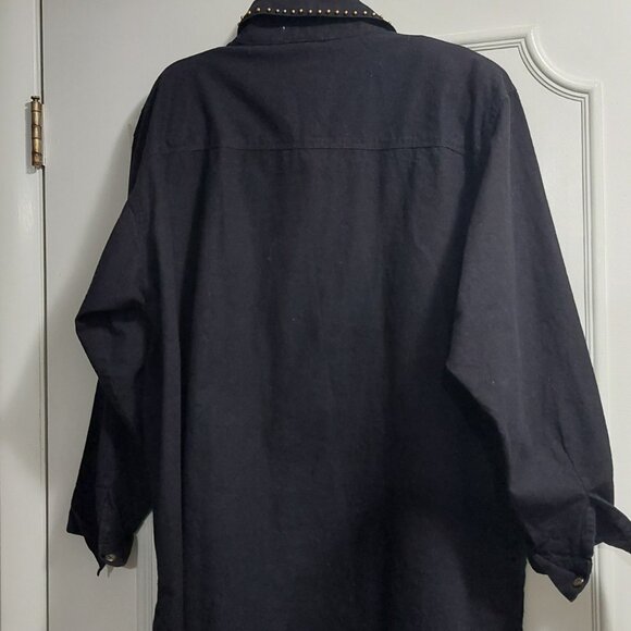 Club Z Denim Long Sleeve Button Down Embroidered Beaded Denim Blouse  NWT - Picture 5 of 6